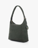 Borsa Hobo Intrecciata con Charm Logo – Verde Bosco