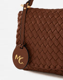 Braided Shoulder Bag with Logo Charms -