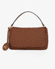 Braided Shoulder Bag with Logo Charms -