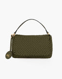 Borsa a Spalla Intrecciata con Charms Logo – Verde Militare
