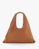 Borsa Hobo Geometrica in Suede con Listini Borchiati – Cuoio
