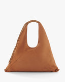Borsa Hobo Geometrica in Suede con Listini Borchiati – Cuoio