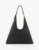 Borsa Hobo Geometrica a Triangolo con Dettagli Dorati – Nero Intenso