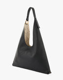 Borsa Hobo Geometrica a Triangolo con Dettagli Dorati – Nero Intenso