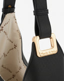 Borsa Hobo Geometrica a Triangolo con Dettagli Dorati – Nero Intenso