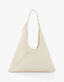 Borsa Hobo Geometrica a Triangolo con Dettagli Dorati – Beige Crema