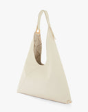 Borsa Hobo Geometrica a Triangolo con Dettagli Dorati – Beige Crema