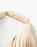 Borsa Sac Hobo Grande con Frange e Logo Dorato – Beige Crema