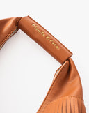 Borsa Sac Hobo Grande con Frange e Logo Dorato – Color Cuoio