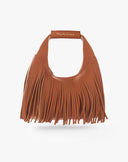 Borsa Mini Sac Hobo con Frange e Logo Dorato – Color Cuoio