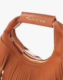 Borsa Mini Sac Hobo con Frange e Logo Dorato – Color Cuoio