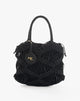 Borsa Handbag Intrecciata in Corda con Sacca a Coulisse e Charm Logo – Nero Assoluto
