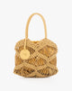 Borsa Handbag Intrecciata in Corda con Sacca a Coulisse e Charm Logo – Giallo Senape