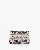 Pochette Flat in Canvas con Stampa Floreale e Logo Script