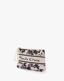 Pochette Flat in Canvas con Stampa Floreale e Logo Script