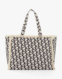 Borsa Shopping Large in Canvas Monogram MG con Dettagli Sfrangiati