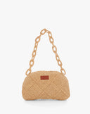 Borsa a Spalla Intrecciata Effetto Raffia – Beige Paglia