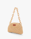 Borsa a Spalla Intrecciata Effetto Raffia – Beige Paglia