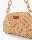 Borsa a Spalla Intrecciata Effetto Raffia – Beige Paglia