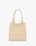 Borsa Shopping Felicia Nodo Piccola in Tessuto Martellato – Beige Crema