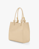 Borsa Shopping Felicia Nodo Piccola in Tessuto Martellato – Beige Crema