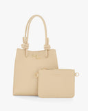 Borsa Shopping Felicia Nodo Piccola in Tessuto Martellato – Beige Crema