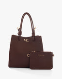 Borsa Shopping Felicia Nodo in Tessuto Martellato – Marrone Cioccolato