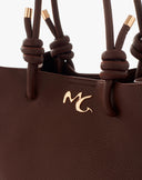 Borsa Shopping Felicia Nodo in Tessuto Martellato – Marrone Cioccolato