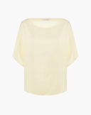 Top Fluido in Satin con Scollo a Barchetta e Maniche a Pipistrello