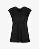 Blusa Smanicata in Satin Fluido con Scollo Rotondo