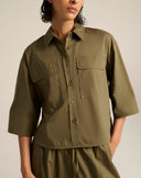 Camicia Boxy in Stile Utility con Tasconi e Maniche 3/4