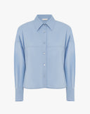 Camicia Boxy con Spalle Calate e Taglio Geometrico Frontale