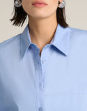 Camicia Boxy con Spalle Calate e Taglio Geometrico Frontale
