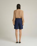 Blusa Fluida in Chiffon con Fiocco Lavallière e Maniche a Volants