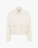 Giacca Cropped Boxy in Morbida Similpelle Off-White