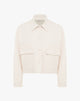 Giacca Cropped Boxy in Morbida Similpelle Off-White