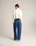 Giacca Cropped Boxy in Morbida Similpelle Off-White