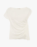 Blusa Fluida Drappeggiata con Scollo a Barchetta