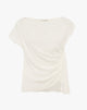 Blusa Fluida Drappeggiata con Scollo a Barchetta