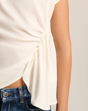 Blusa Fluida Drappeggiata con Scollo a Barchetta