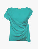 Blusa Fluida Drappeggiata con Scollo a Barchetta