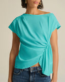 Blusa Fluida Drappeggiata con Scollo a Barchetta