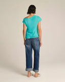 Blusa Fluida Drappeggiata con Scollo a Barchetta