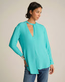 Blusa Fluida Desiderio con Scollo Cut-Out e Fondo Asimmetrico