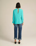 Blusa Fluida Desiderio con Scollo Cut-Out e Fondo Asimmetrico