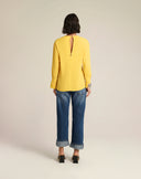 Blusa Fluida Desiderio con Scollo Cut-Out e Fondo Asimmetrico
