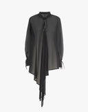 Blusa Couture in Voile Trasparente con Maxi Strascico Asimmetrico