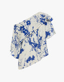 Blusa Asimmetrica Couture con Cappa e Stampa Botanica