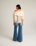 Blusa Couture Asimmetrica con Cappa Fluida