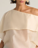 Blusa Couture Asimmetrica con Cappa Fluida
